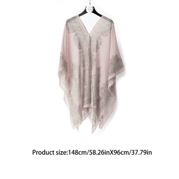 Shawl Cover Up Multi Use Overlay Beach Swimsuit Chiffon Boho Vacation Cruise - Picture 4 of 4